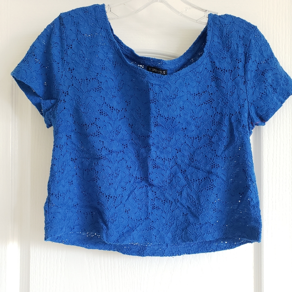 express • lace crop top tee